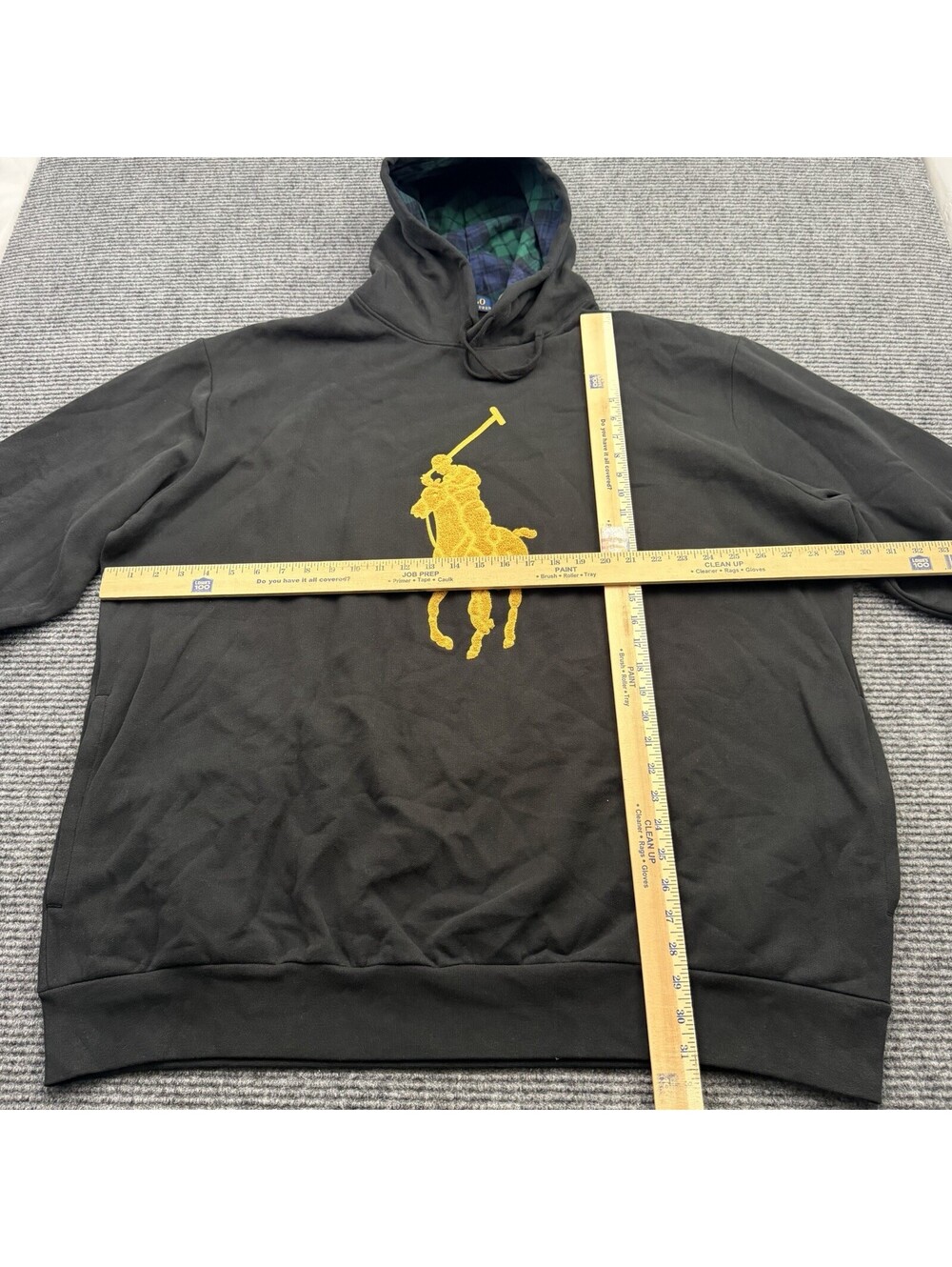 Polo Ralph Lauren Black Gold Chenille Big Pony Hoodie Men’s Size 3XLT B&T NWOT - Picture 6 of 6